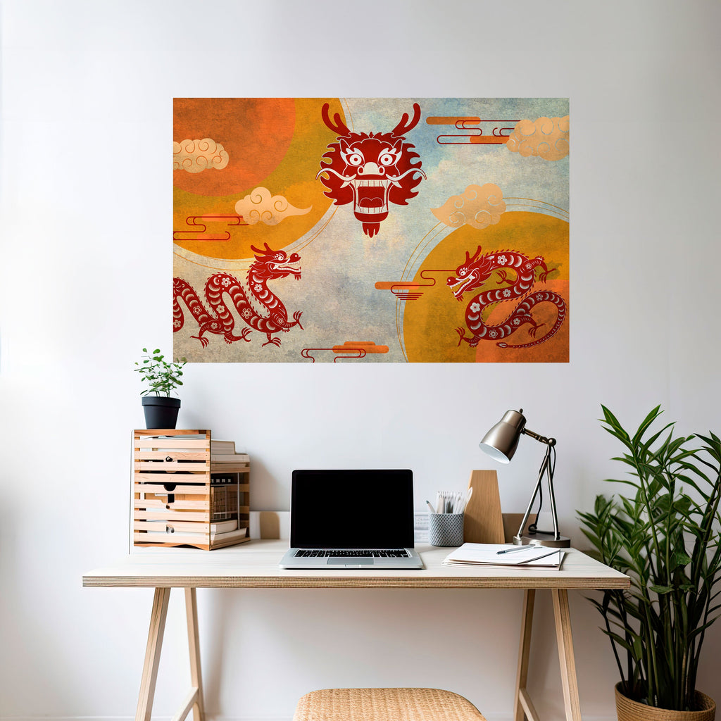 MYSTICAL DRAGON Poster Horizontal Autocolante