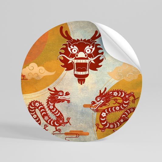 MYSTICAL DRAGON Autocolante Redondo Removível