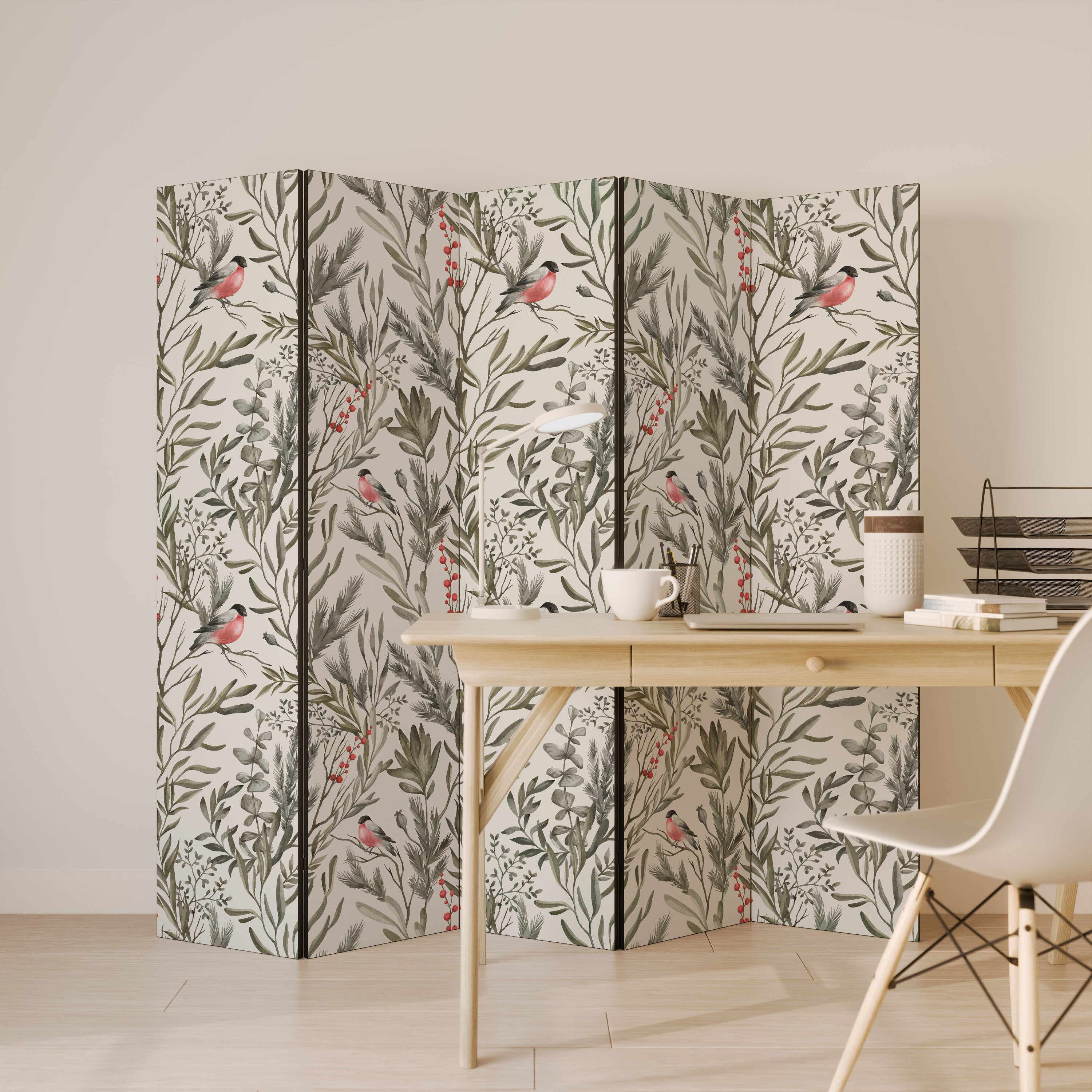 BULLFINCH SONG 5-Panel Room Divider