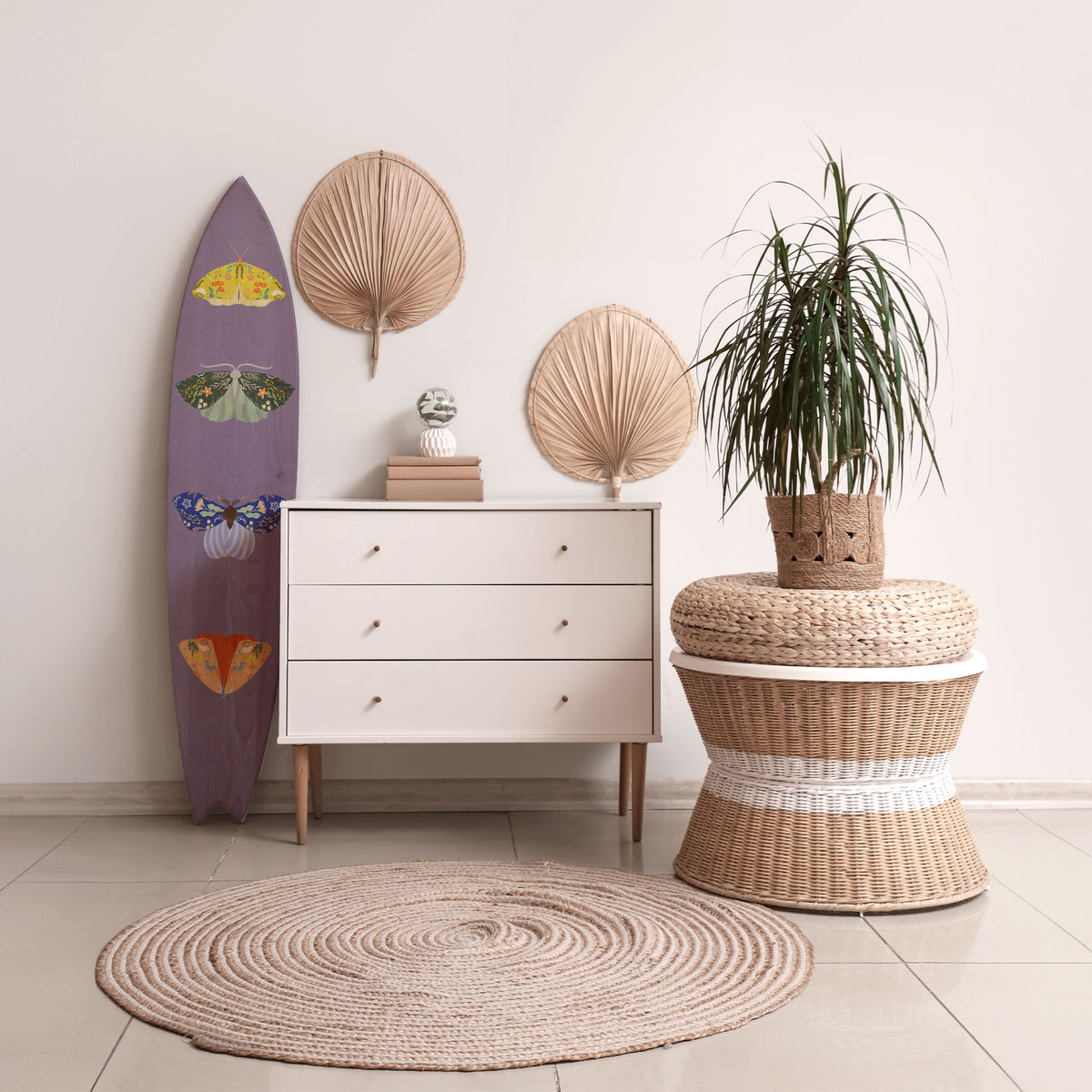 MOTH INTO THE FLAME Painel Decorativo Prancha de Surf