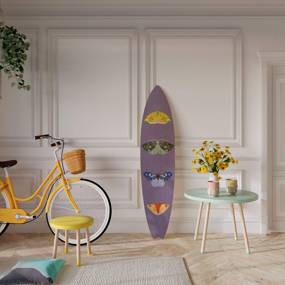 MOTH INTO THE FLAME Painel Decorativo Prancha de Surf