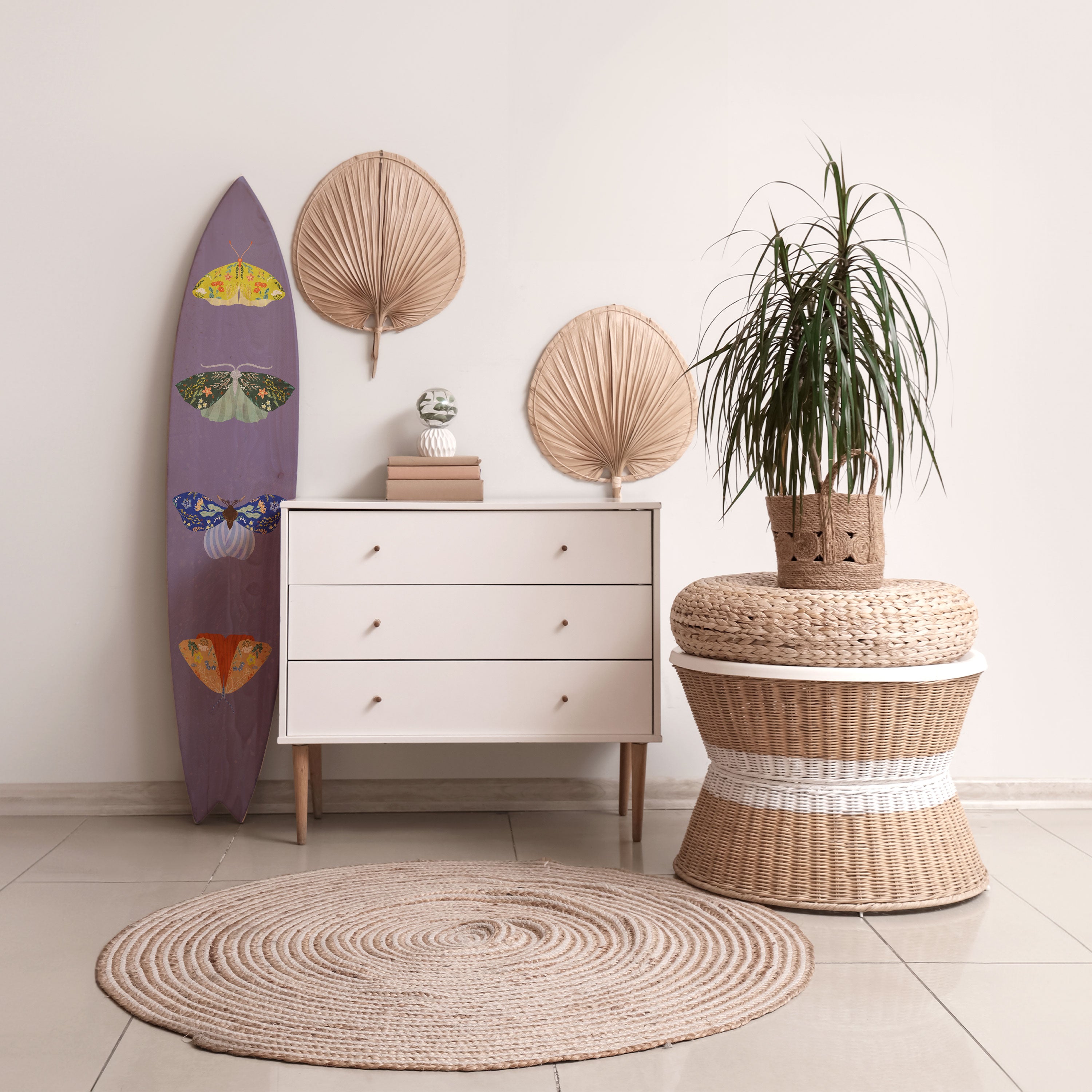 MOTH INTO THE FLAME Decorative Plywood Surfboard