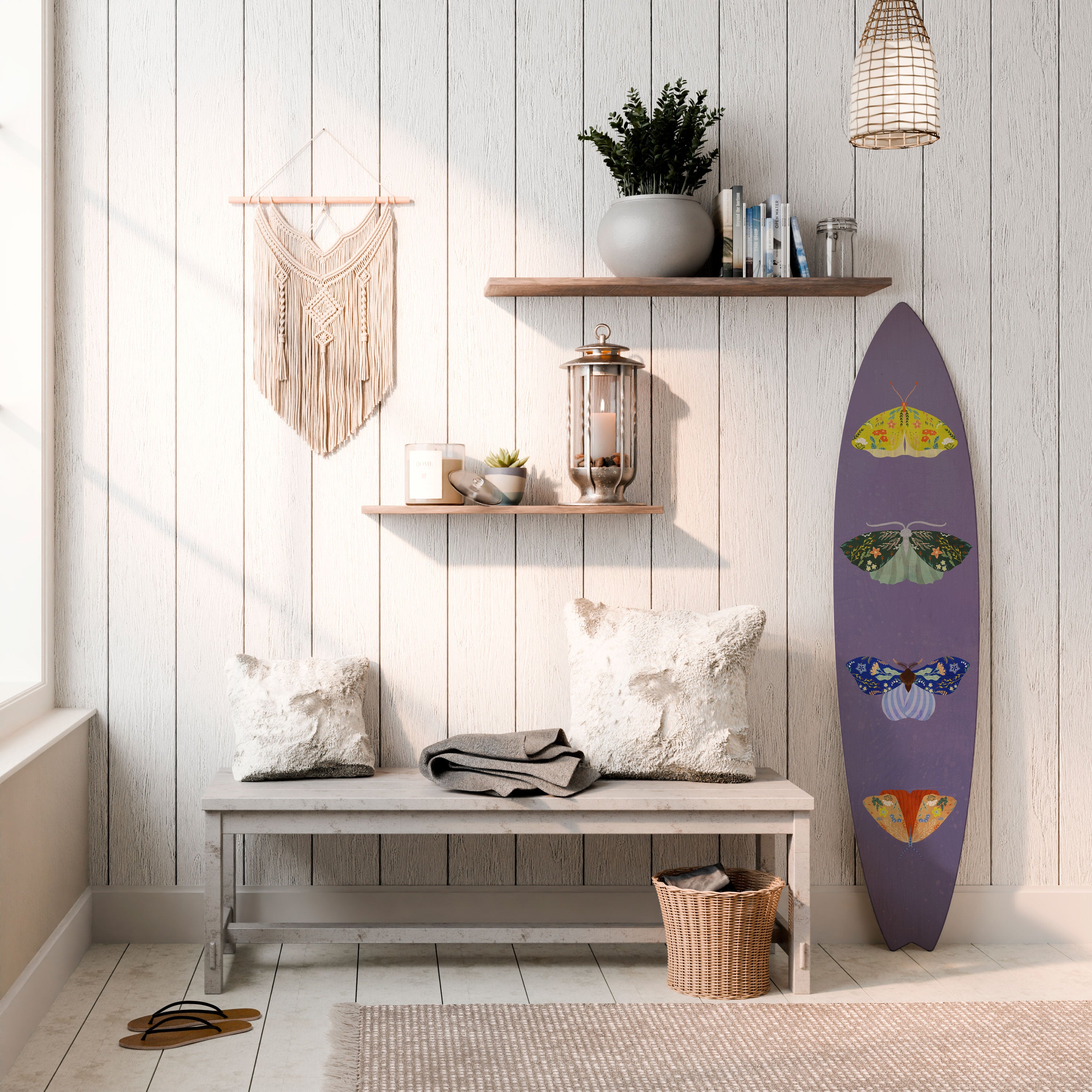 MOTH INTO THE FLAME Decorative Plywood Surfboard