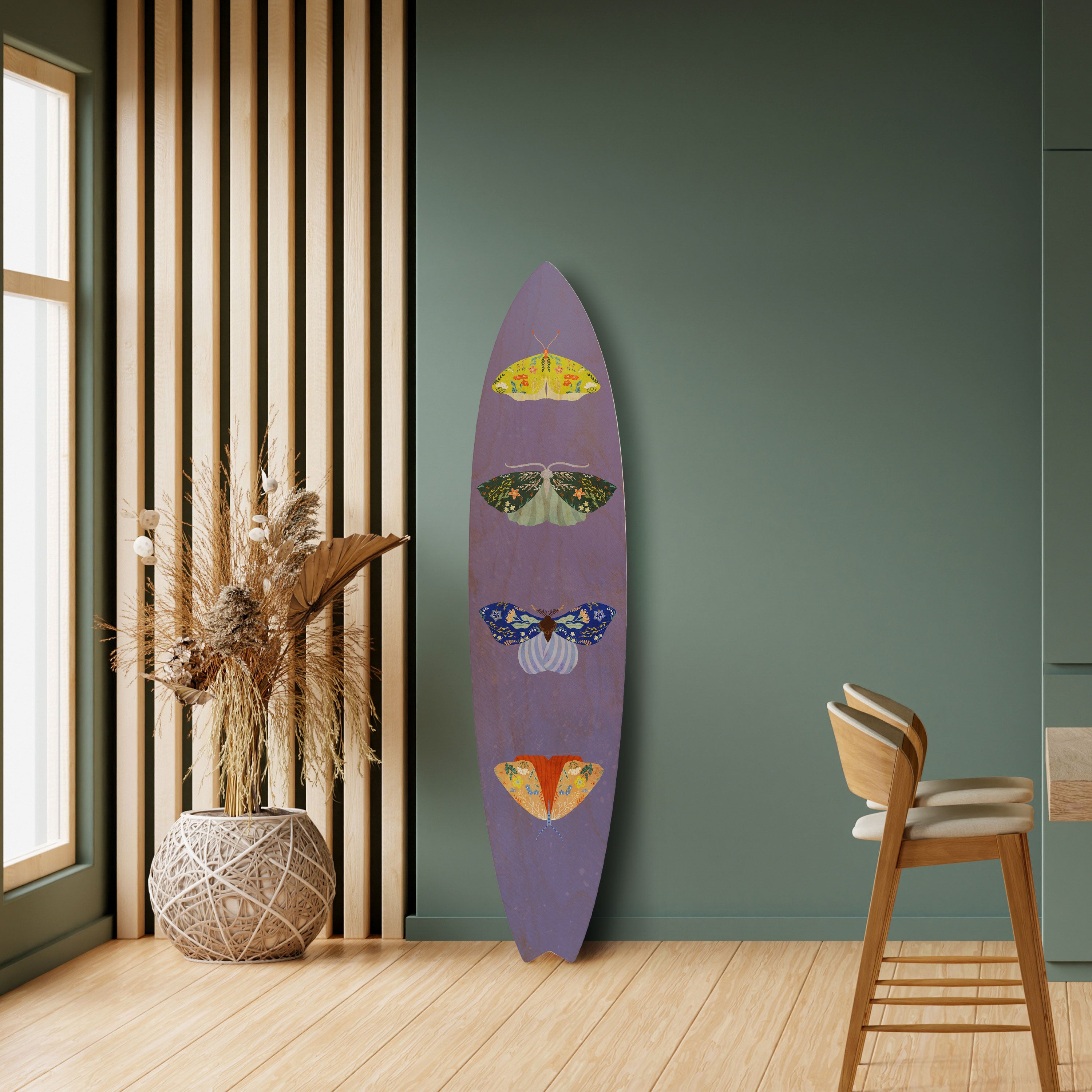 MOTH INTO THE FLAME Decorative Plywood Surfboard