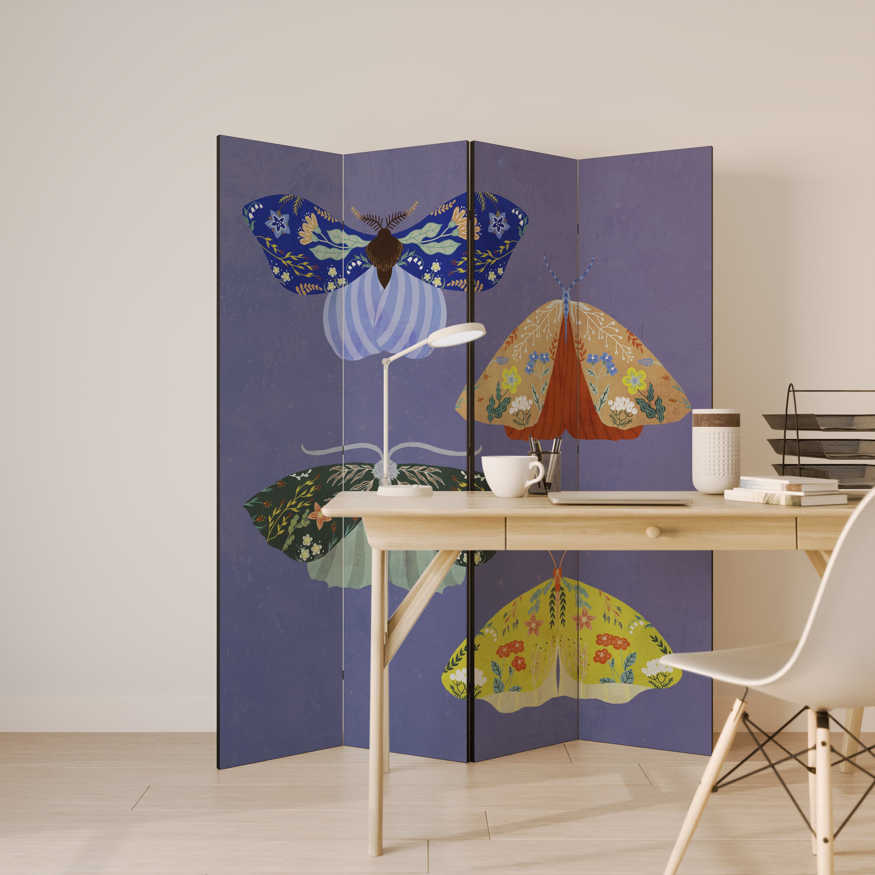 MOTH INTO THE FLAME 4-Panel Room Divider