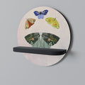 MOTH INTO THE LIGHT Round Art Shelf In Black Finish