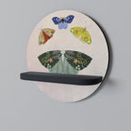 MOTH INTO THE LIGHT Round Art Shelf In Black Finish