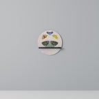 MOTH INTO THE LIGHT Round Art Shelf In Black Finish