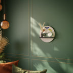 MOTH INTO THE LIGHT Round Art Shelf In Black Finish