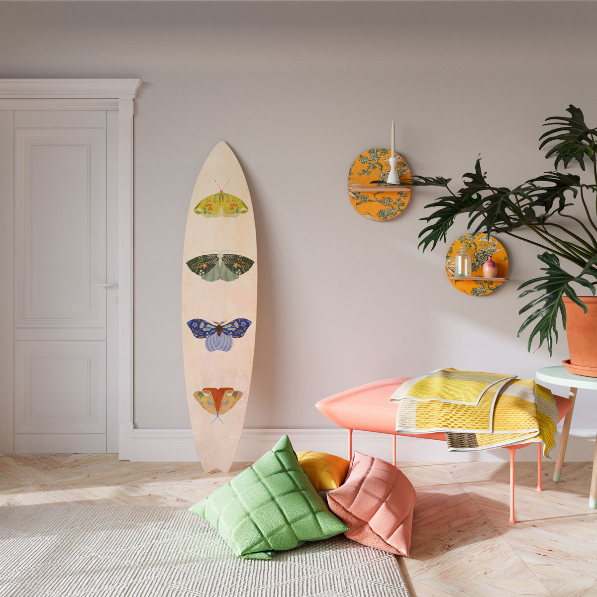 MOTH INTO THE LIGHT Painel Decorativo Prancha de Surf