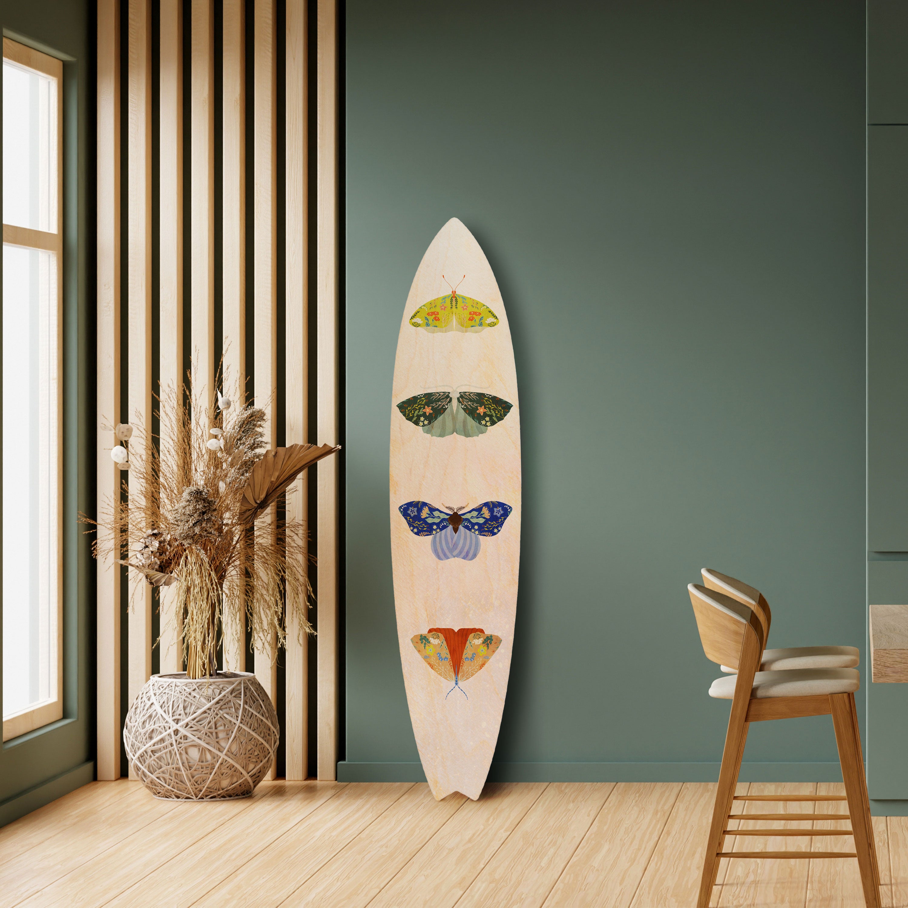 MOTH INTO THE LIGHT Decorative Plywood Surfboard