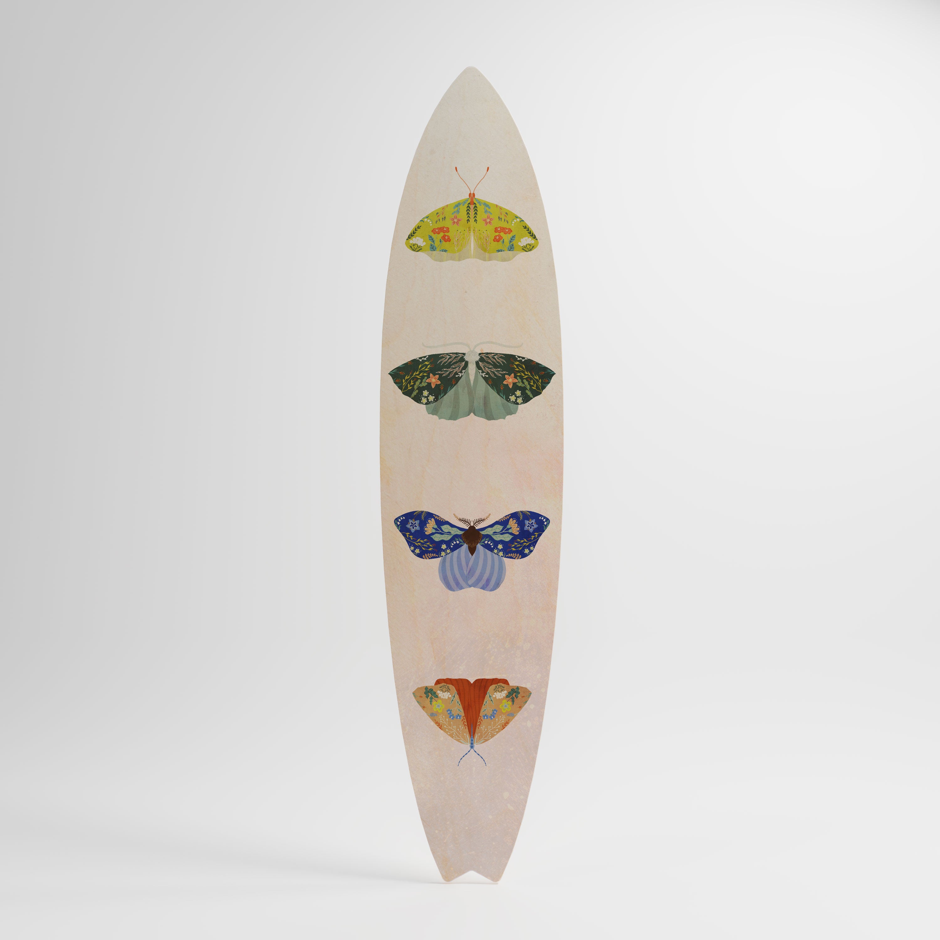 MOTH INTO THE LIGHT Prancha de surf decorativa em contraplacado