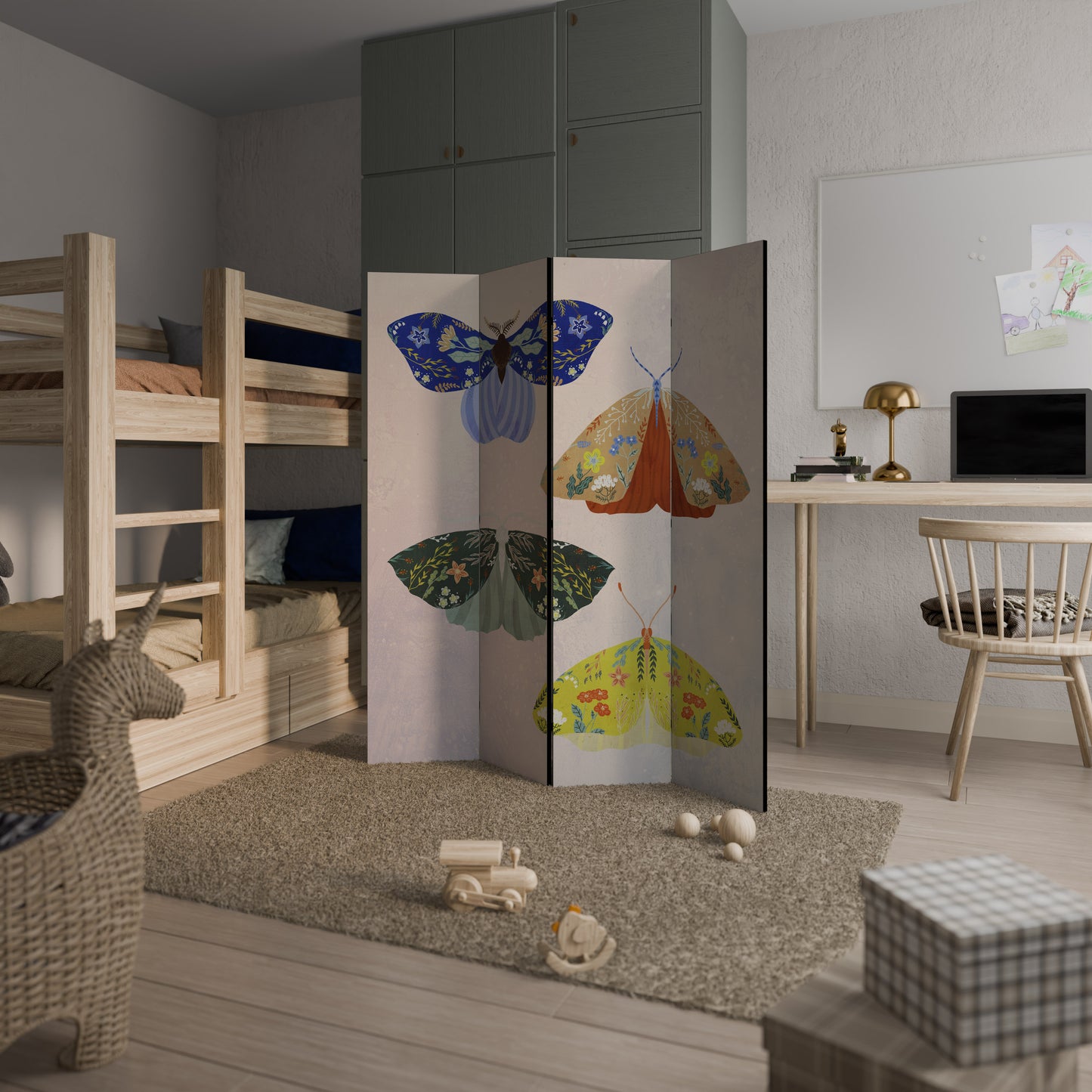 MOTH INTO THE LIGHT 4-Panel Room Divider