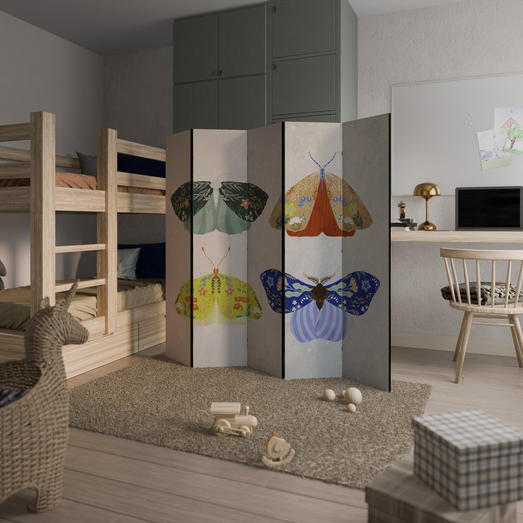 MOTH INTO THE LIGHT Biombo Decorativo de 5 Painéis