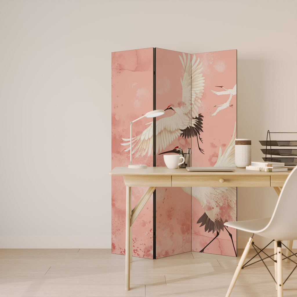 CRANE DANCE Biombo Decorativo de 3 Painéis