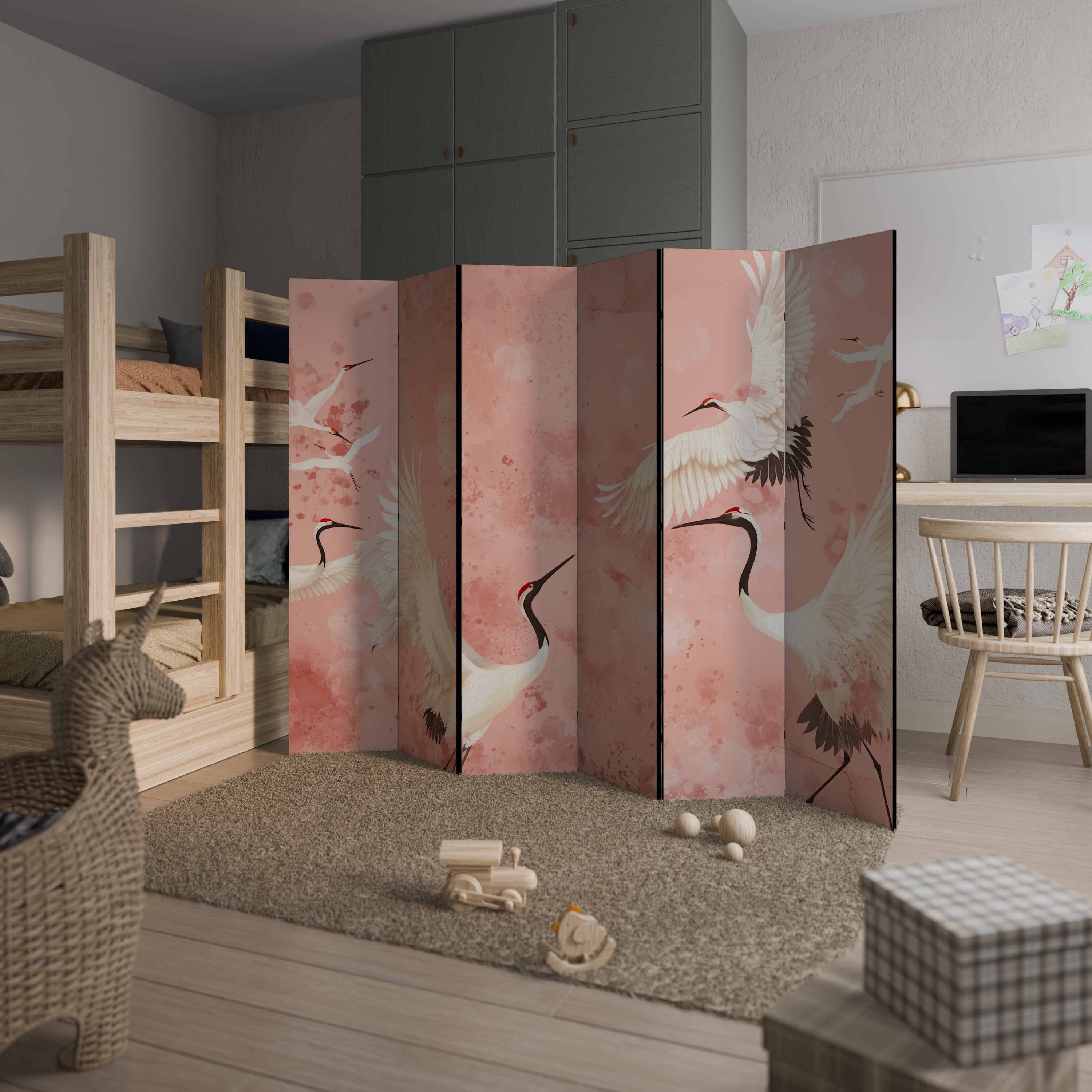 CRANE DANCE Biombo Decorativo de 6 Painéis