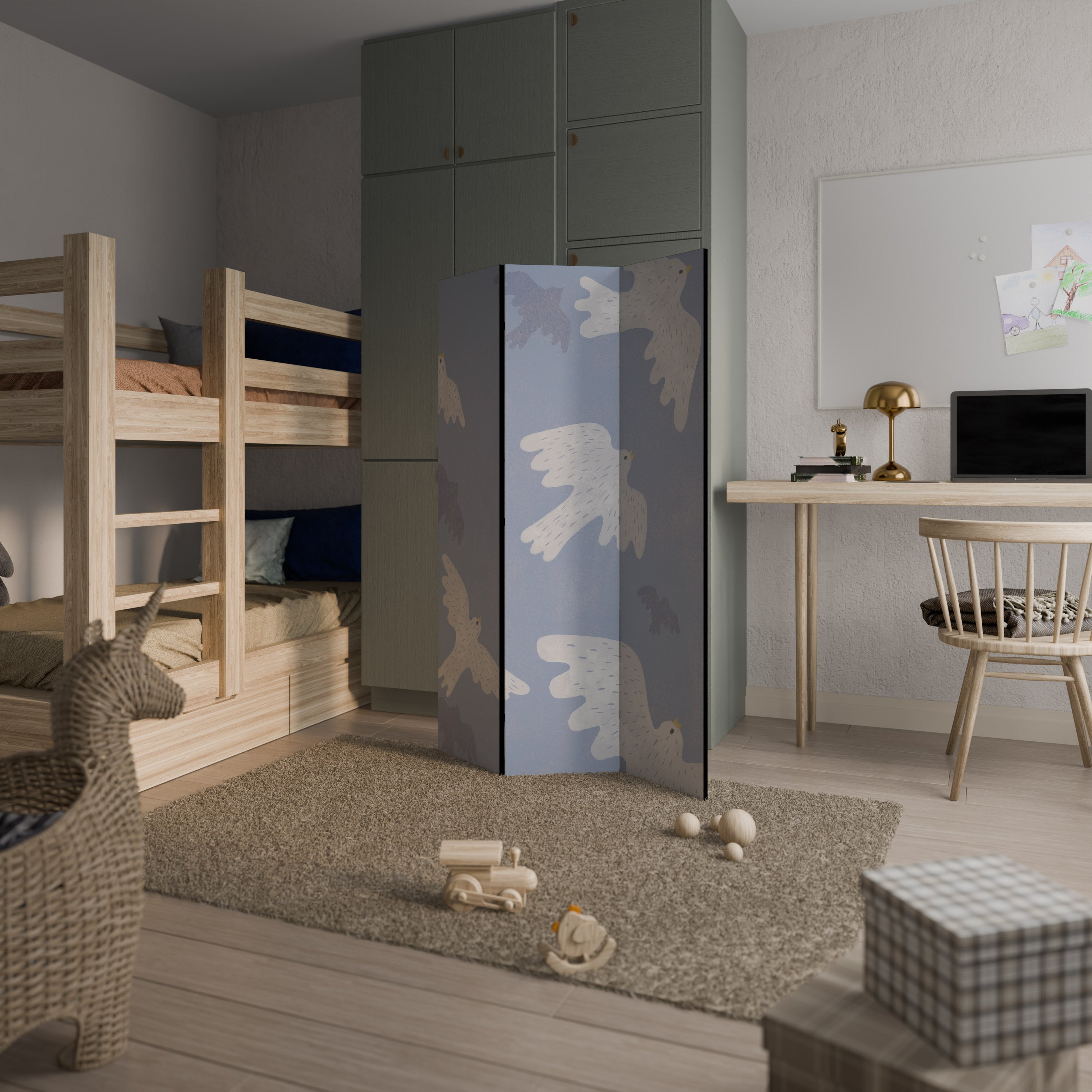 SLOWLY FLOAT Biombo Decorativo de 3 Painéis