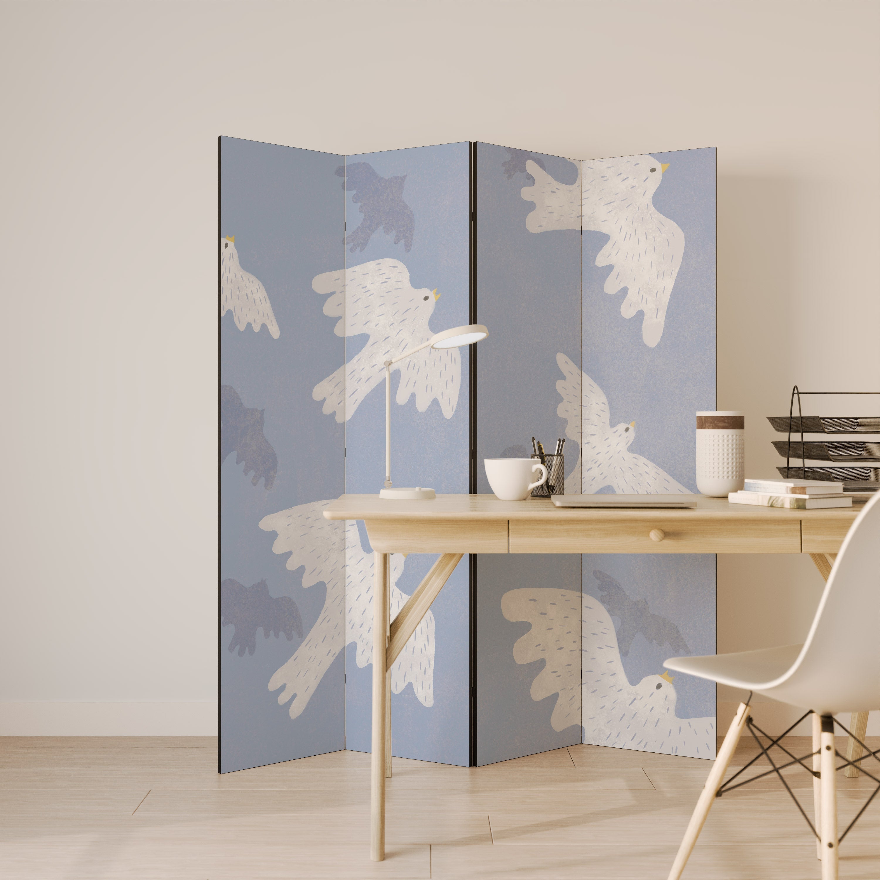 SLOWLY FLOAT Biombo Decorativo de 4 Painéis