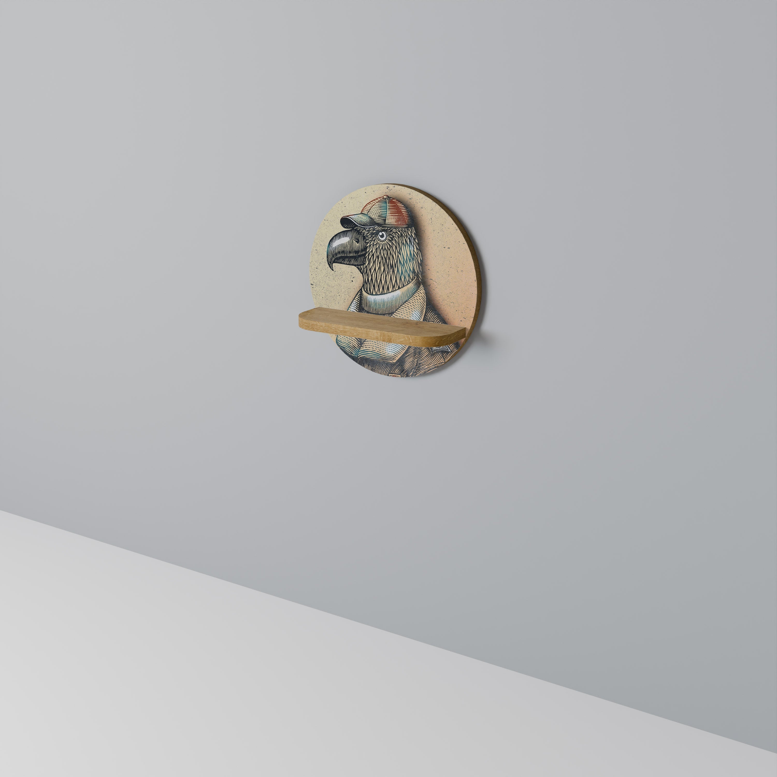 FEATHERED FASHIONISTA Prateleira Redonda Decorativa em Efeito Carvalho