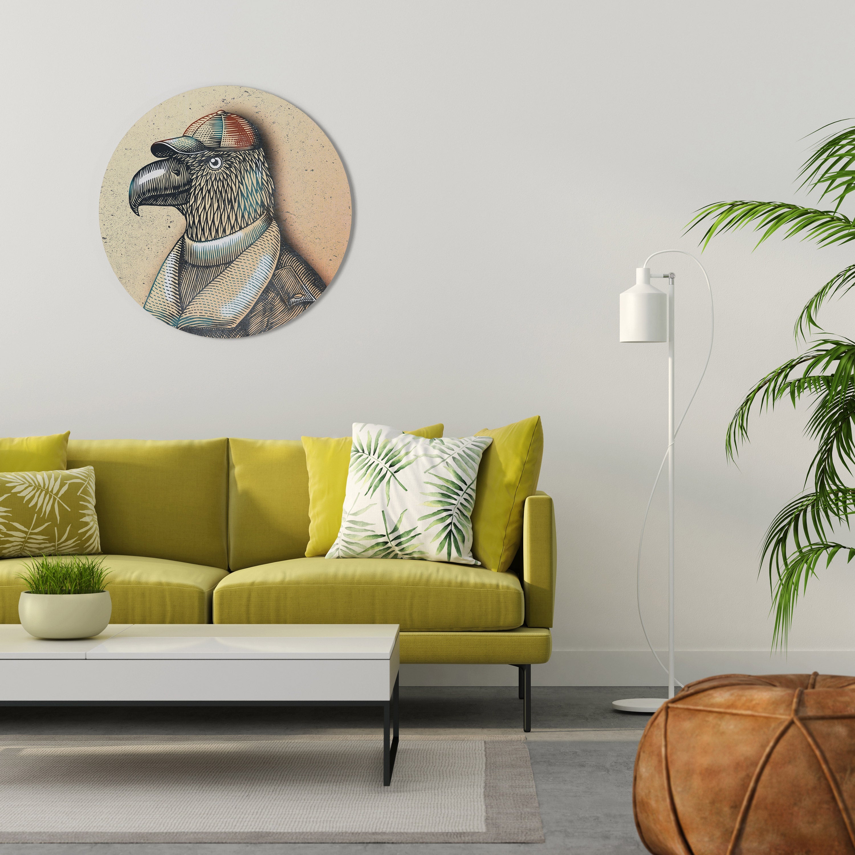 FEATHERED FASHIONISTA Quadro Redondo Decorativo