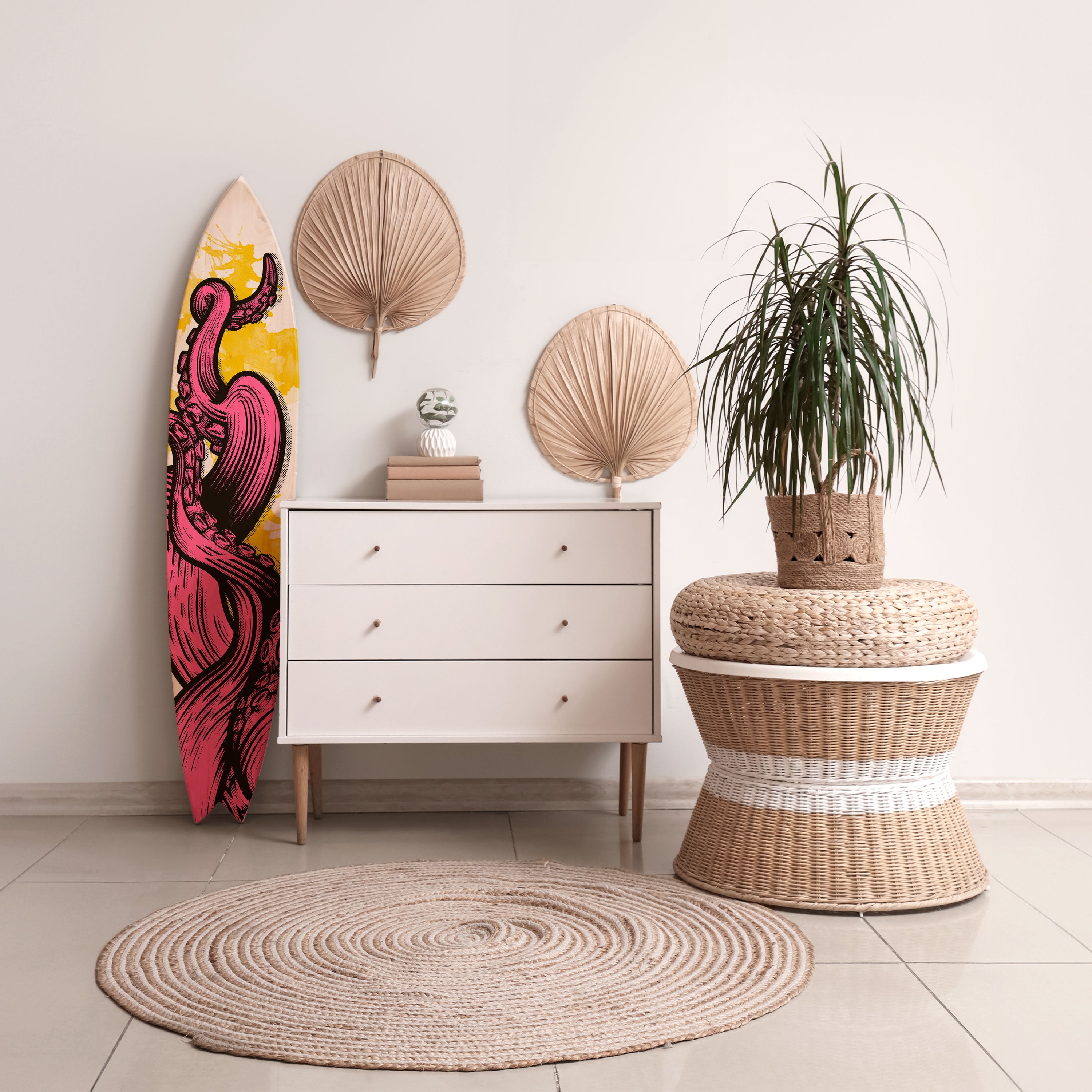 TENTACKLES DANCE Prancha de surf decorativa em contraplacado