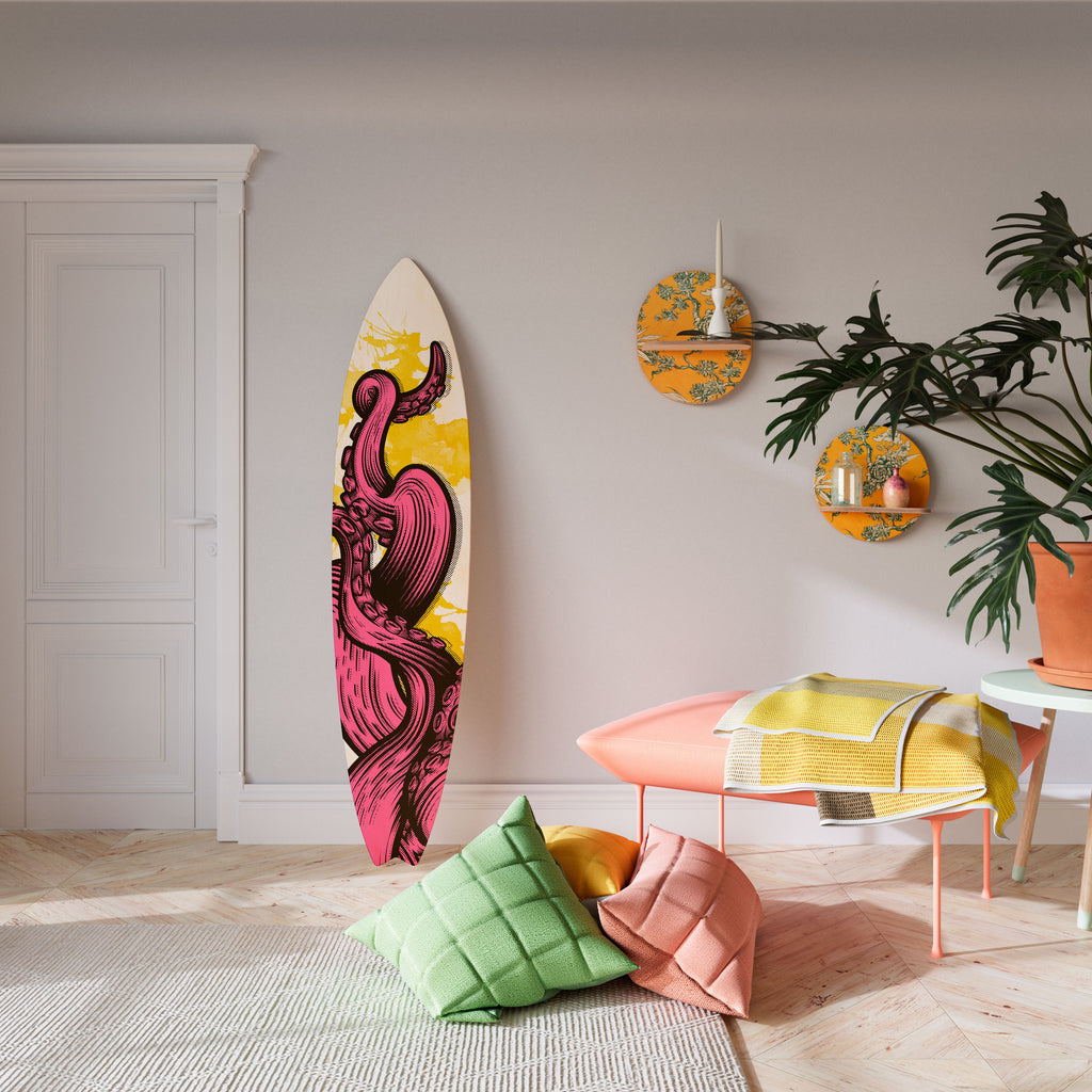 TENTACKLES DANCE Prancha de surf decorativa em contraplacado