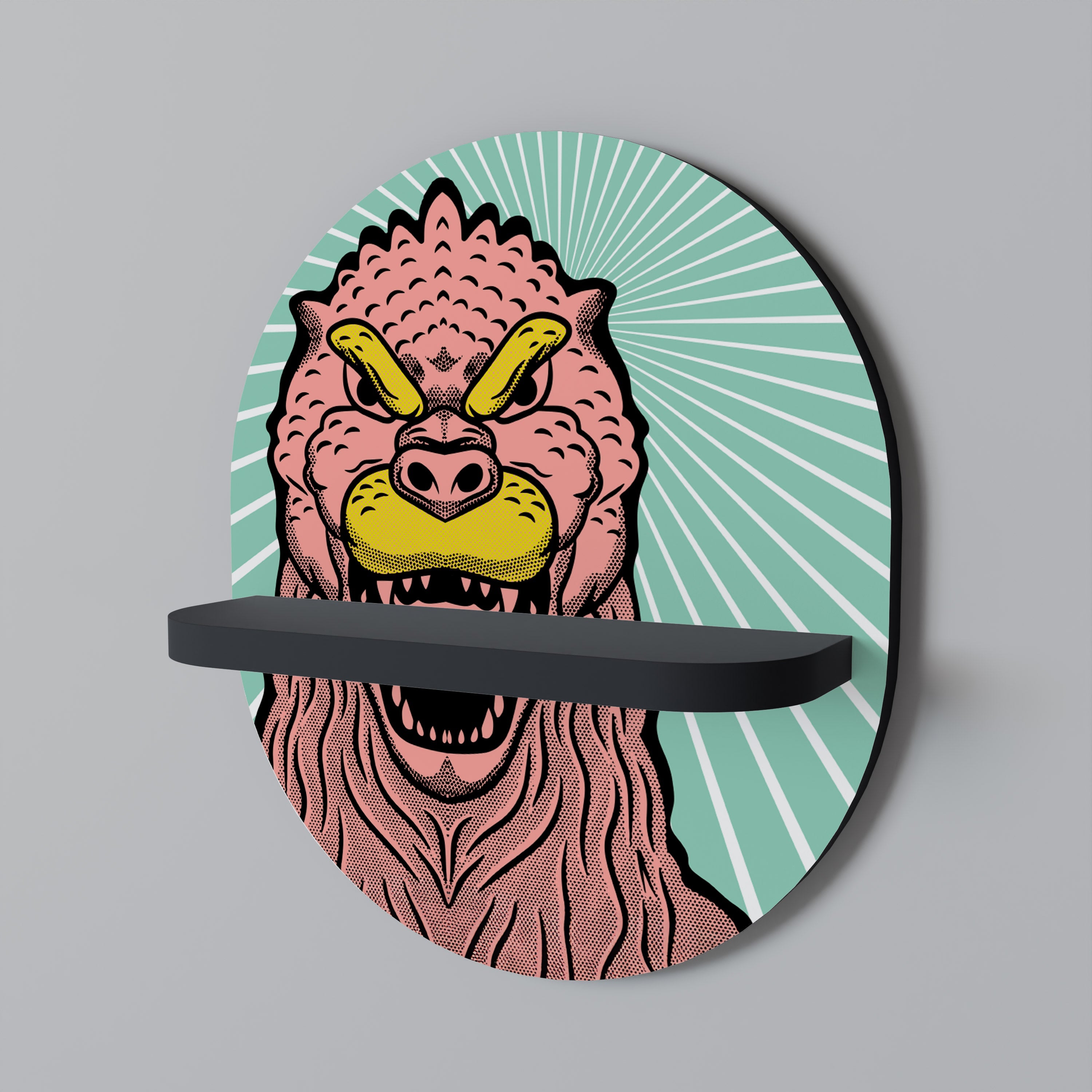 GODZILLA WELCOME Prateleira Oval Decorativa em Acabamento Preto