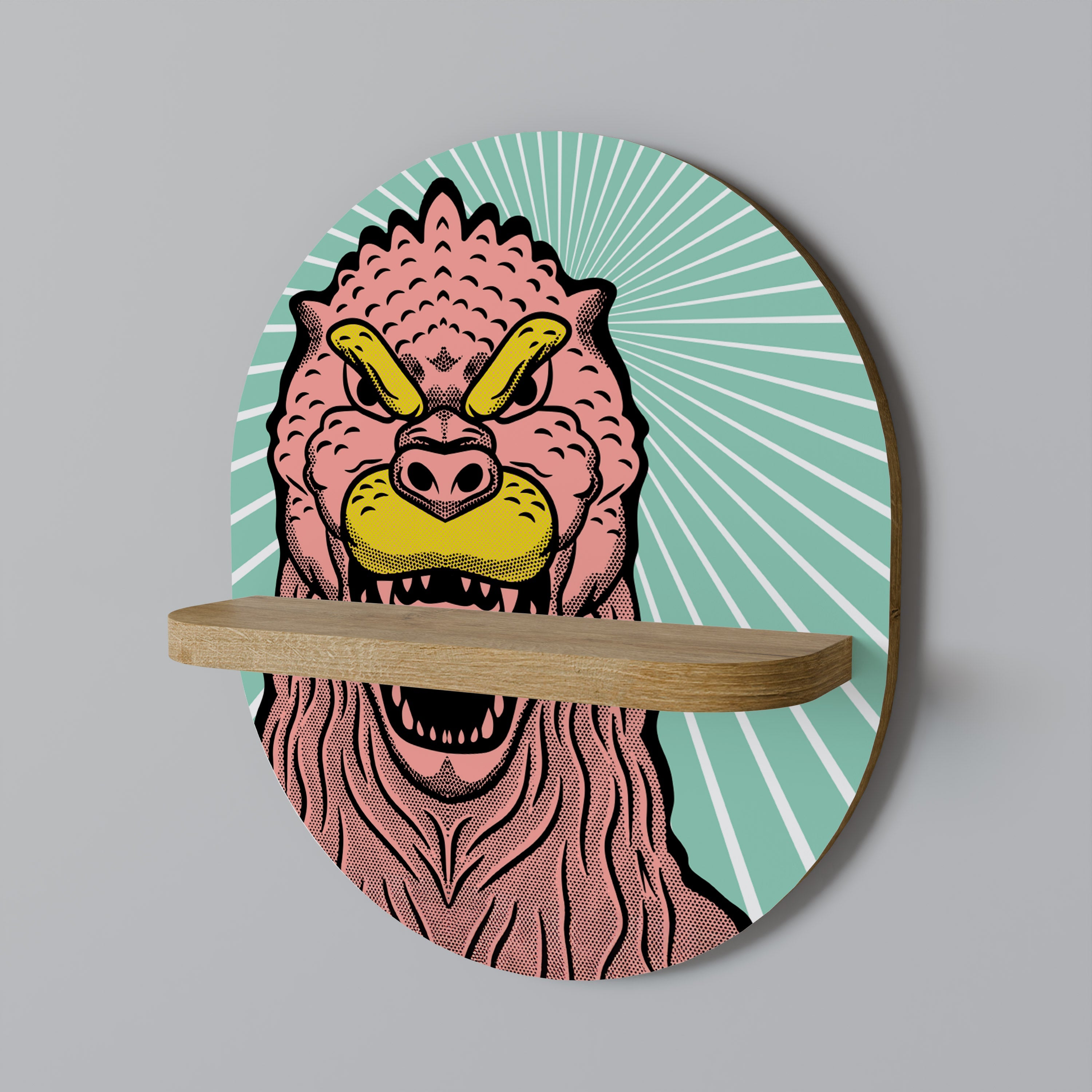 GODZILLA WELCOME Prateleira Oval Decorativa em Efeito Carvalho