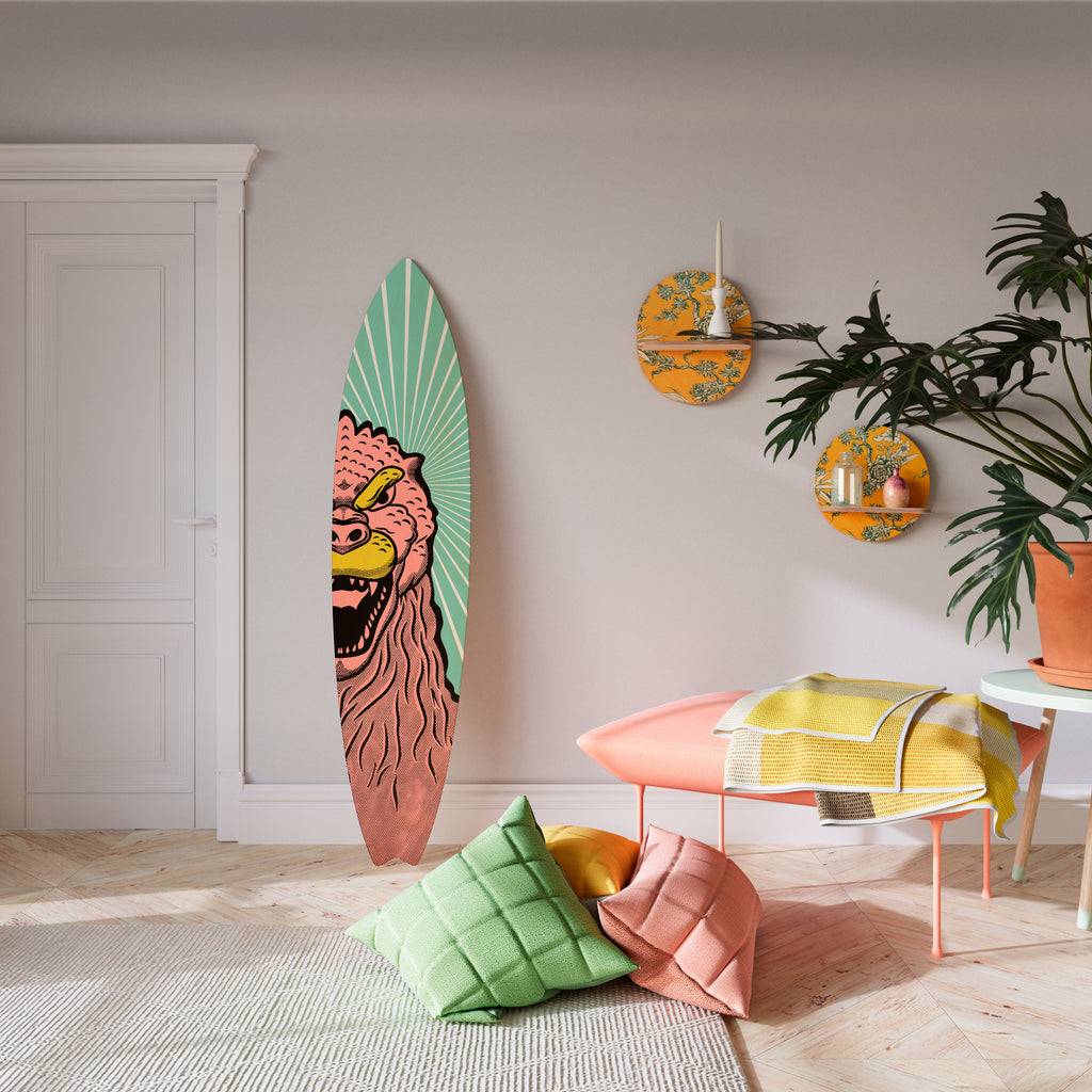 GODZILLA WELCOME Prancha de surf decorativa em contraplacado