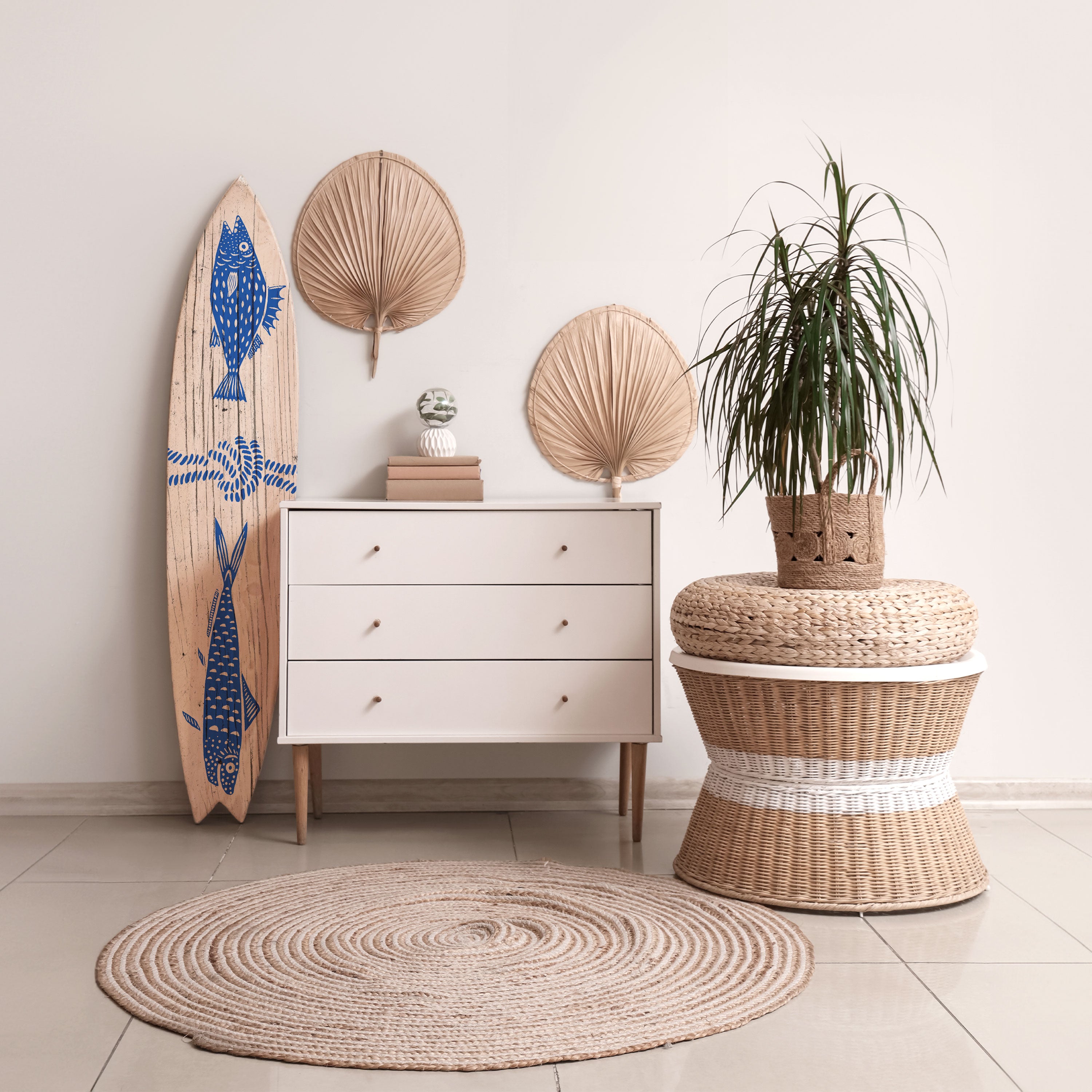 MARINE CREATURES Prancha de surf decorativa em contraplacado