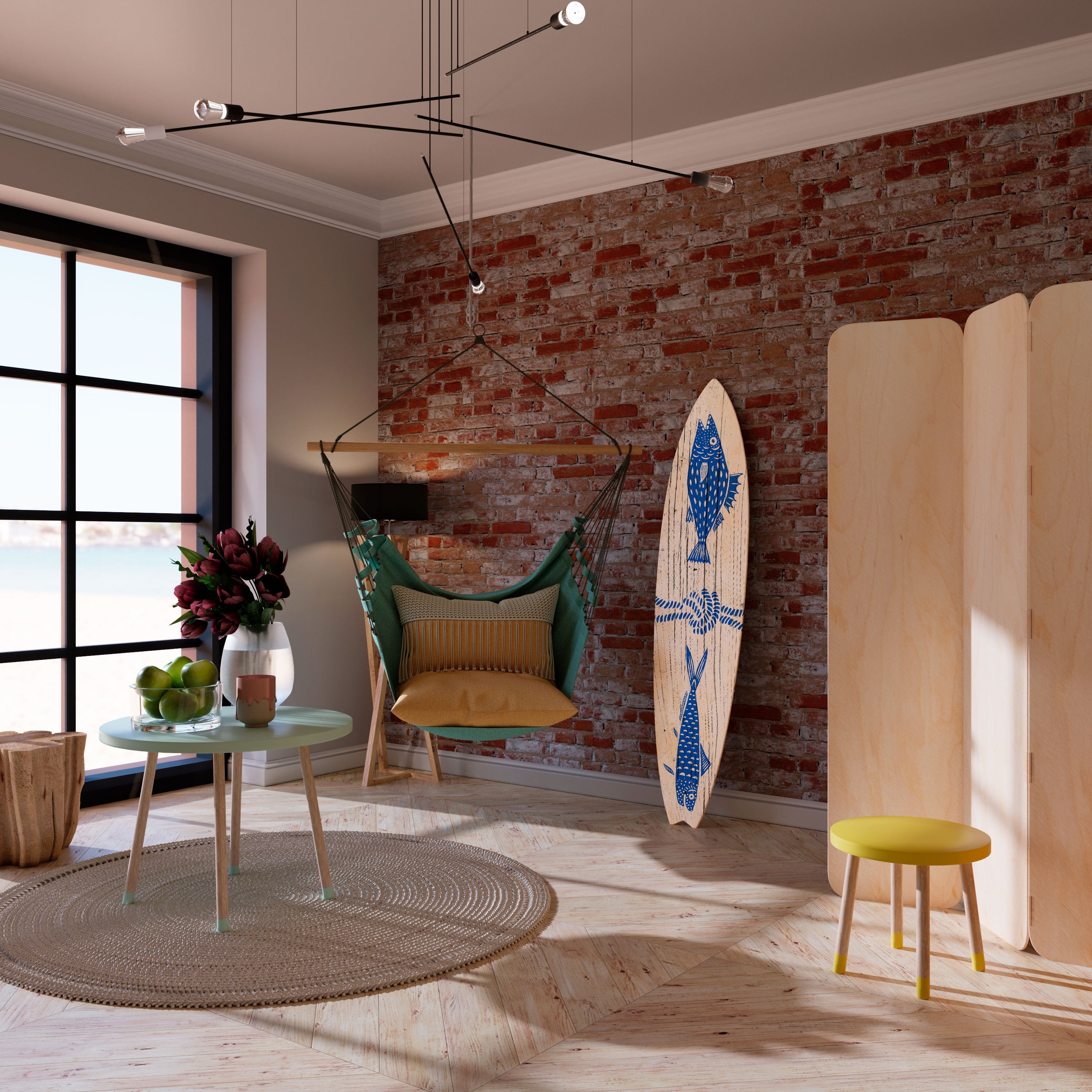 MARINE CREATURES Prancha de surf decorativa em contraplacado