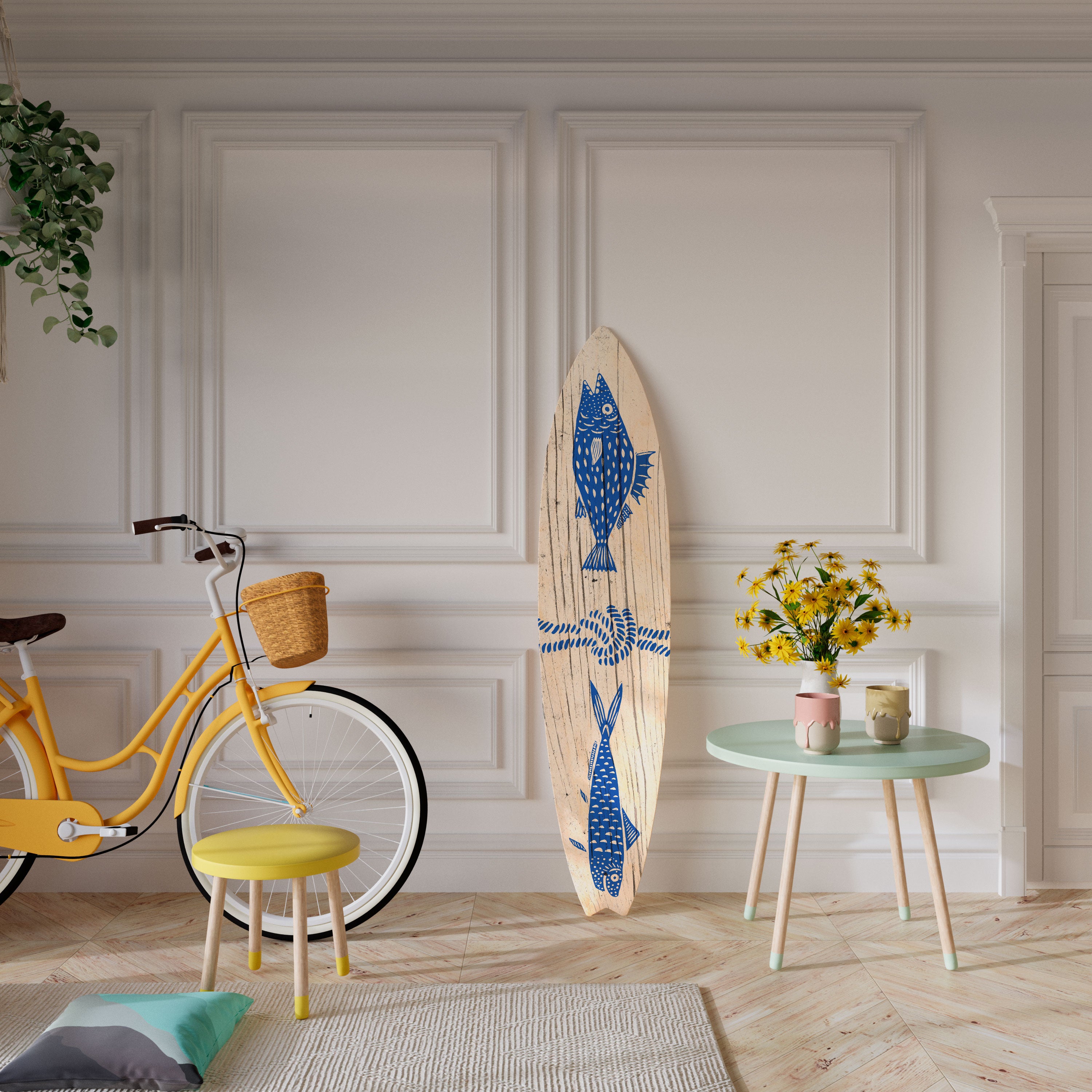 MARINE CREATURES Decorative Plywood Surfboard