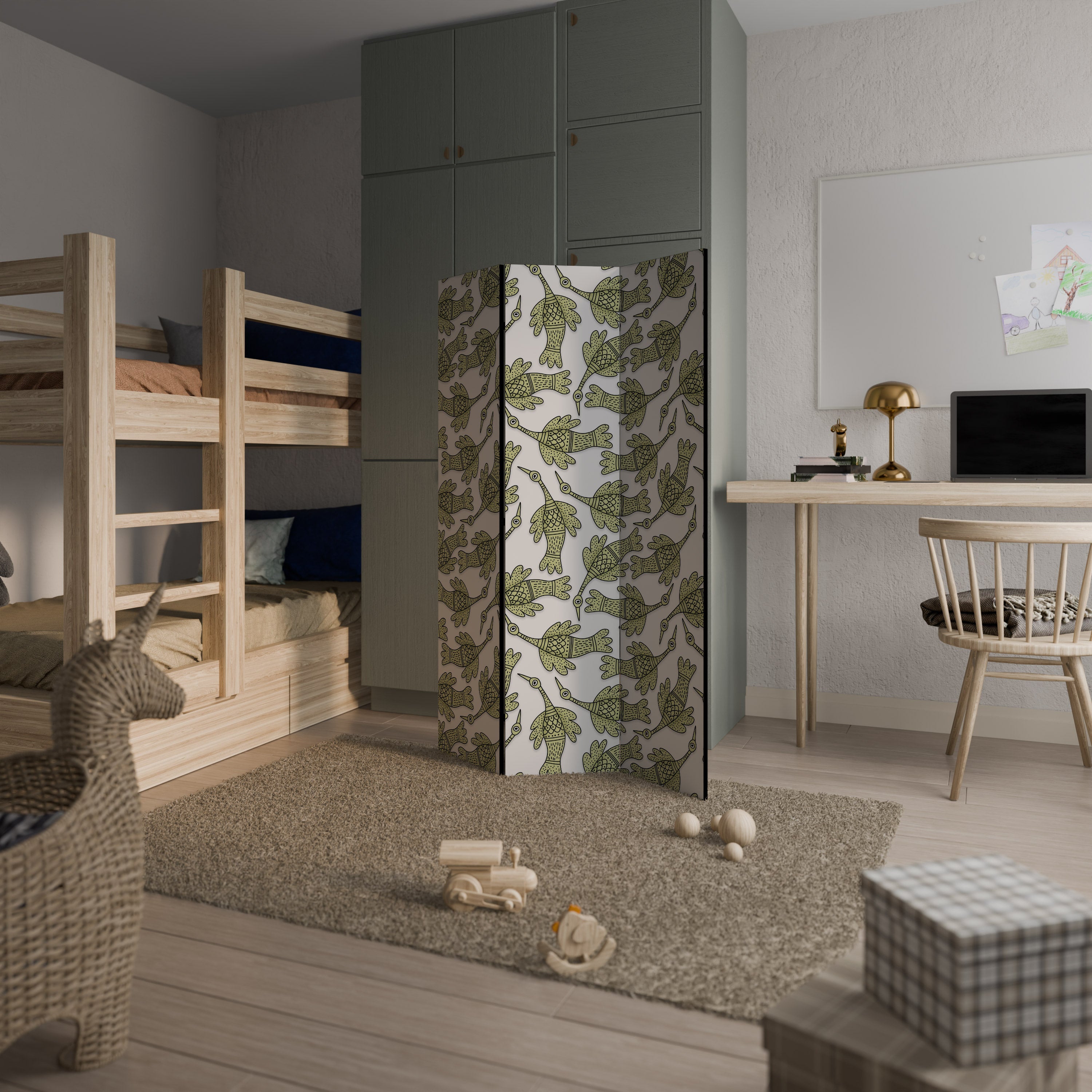 SEEDLING SONGBIRD Biombo Decorativo de 3 Painéis