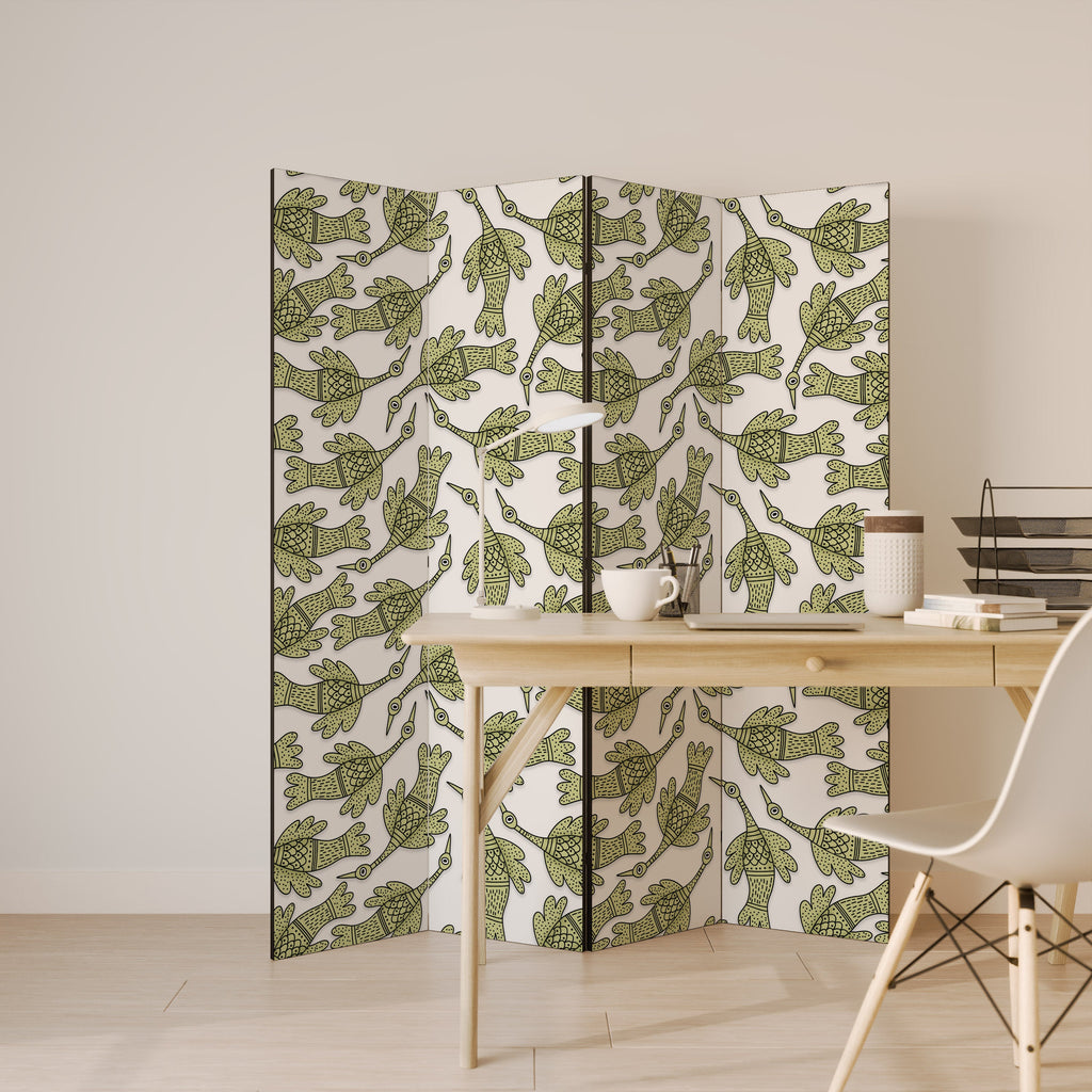 SEEDLING SONGBIRD Decorative 4-Panel Room Divider