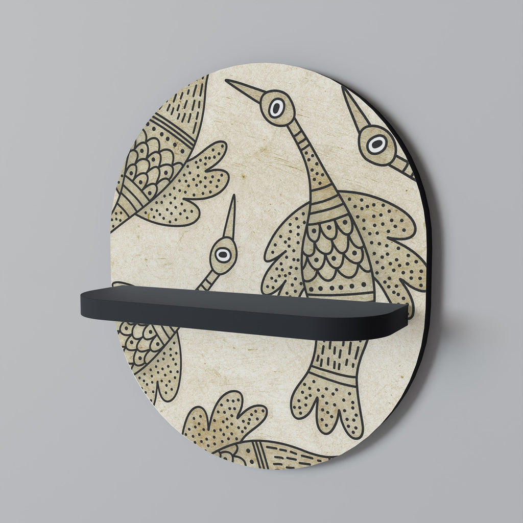 ALMONDINE SONGBIRD Prateleira Oval Decorativa em Acabamento Preto