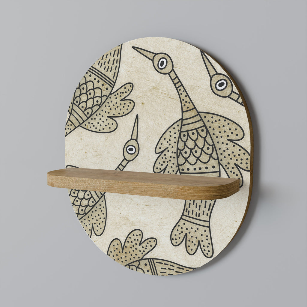 ALMONDINE SONGBIRD Prateleira Oval Decorativa em Efeito Carvalho