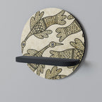 ALMONDINE SONGBIRD Prateleira Redonda Decorativa em Acabamento Preto