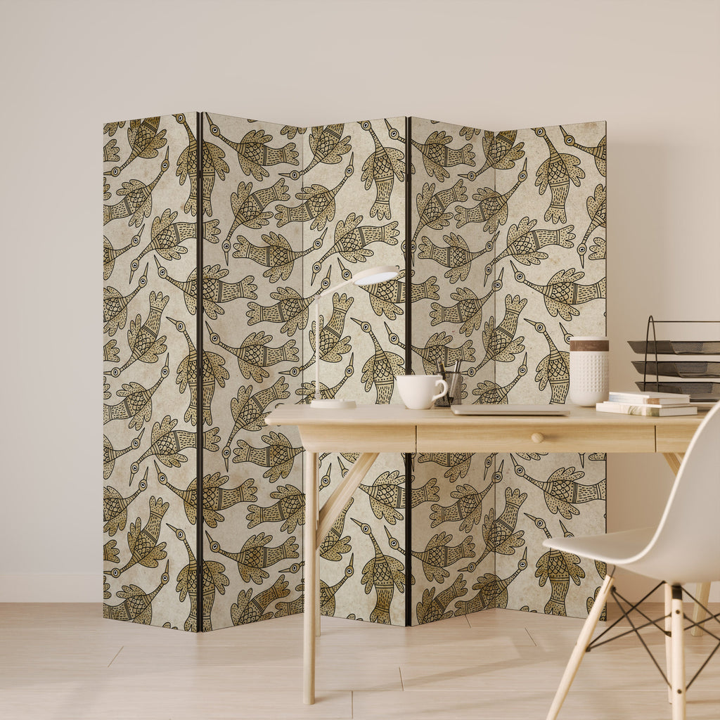 ALMONDINE SONGBIRD Decorative 5-Panel Room Divider