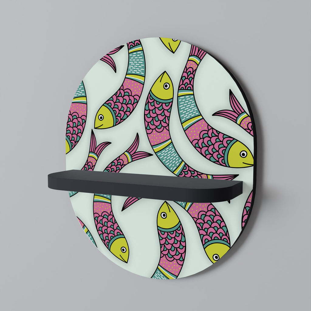 INDIAN FISH Prateleira Oval Decorativa em Acabamento Preto