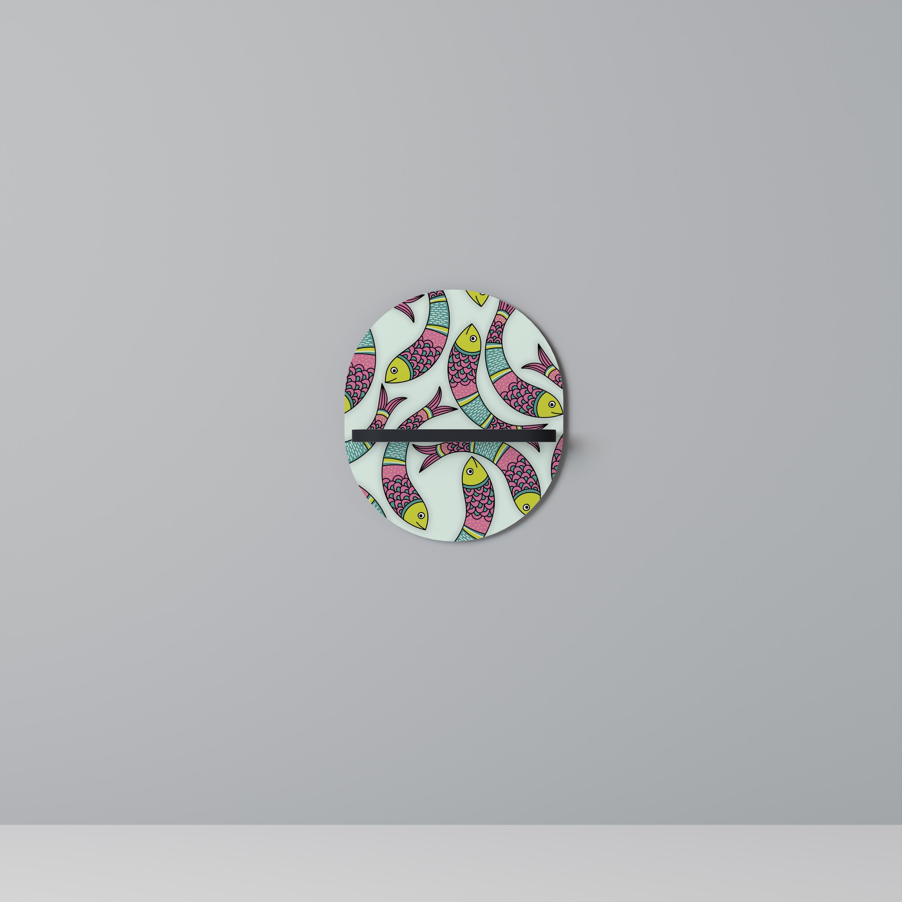 INDIAN FISH Prateleira Oval Decorativa em Acabamento Preto