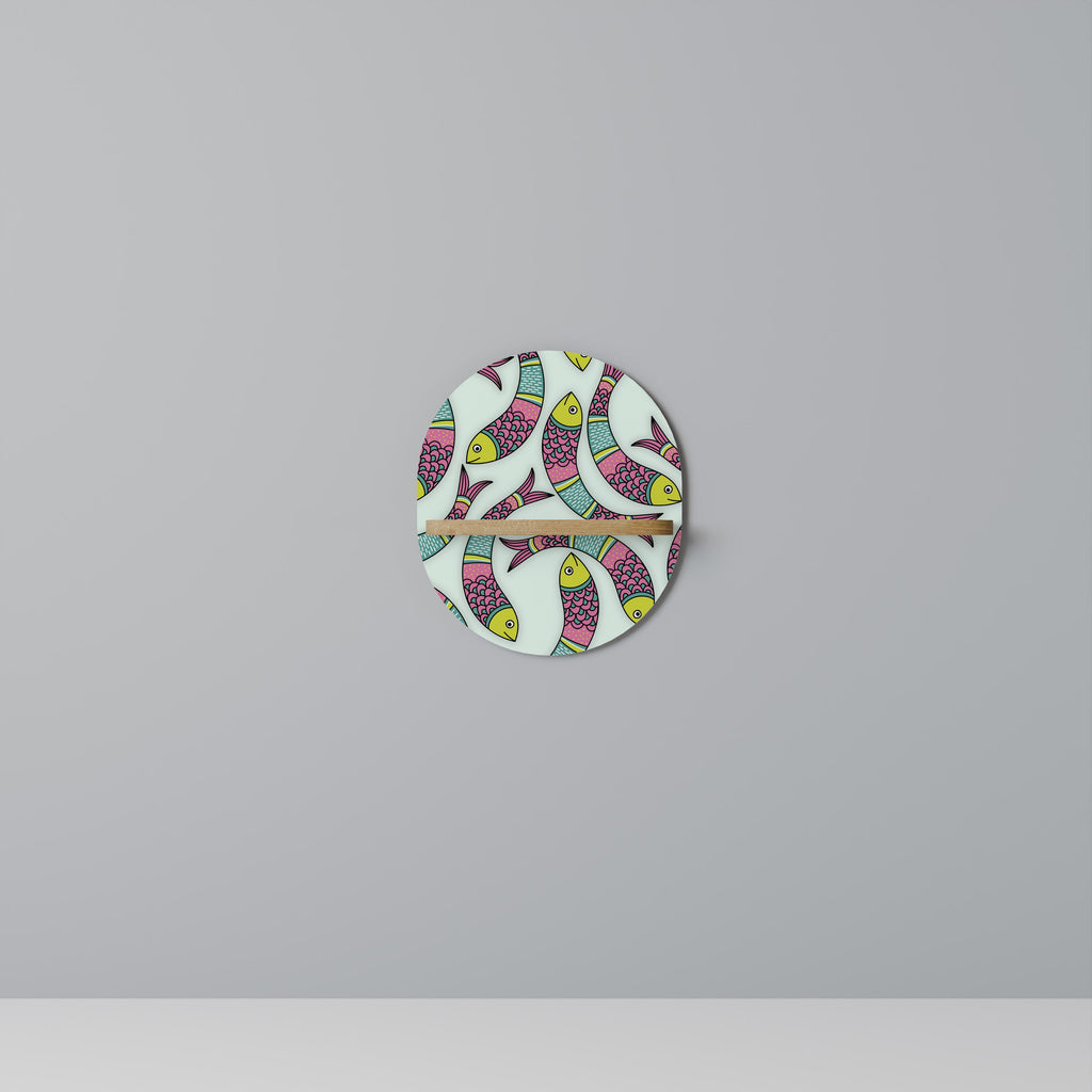 INDIAN FISH Prateleira Oval Decorativa em Efeito Carvalho