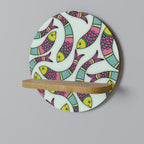 INDIAN FISH Prateleira Redonda Decorativa em Efeito Carvalho