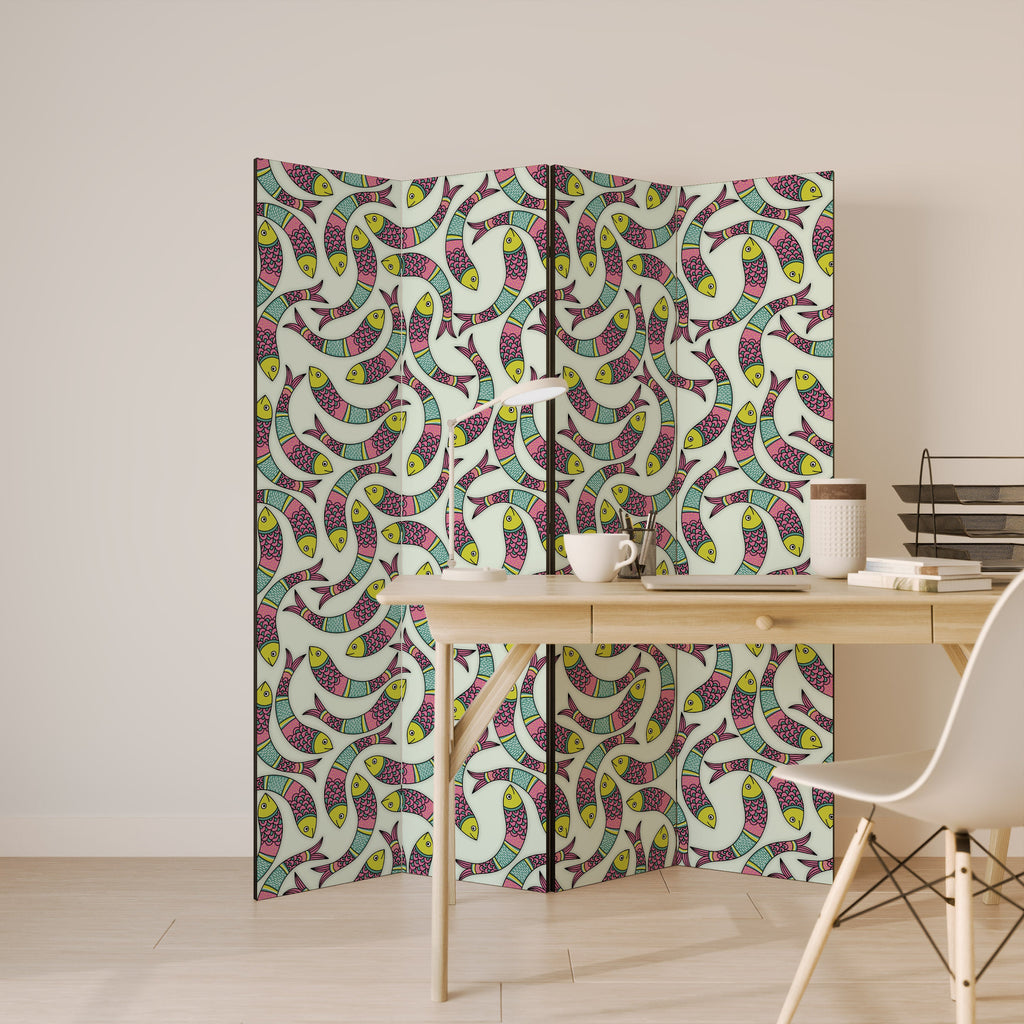 INDIAN FISH Biombo Decorativo de 4 Painéis