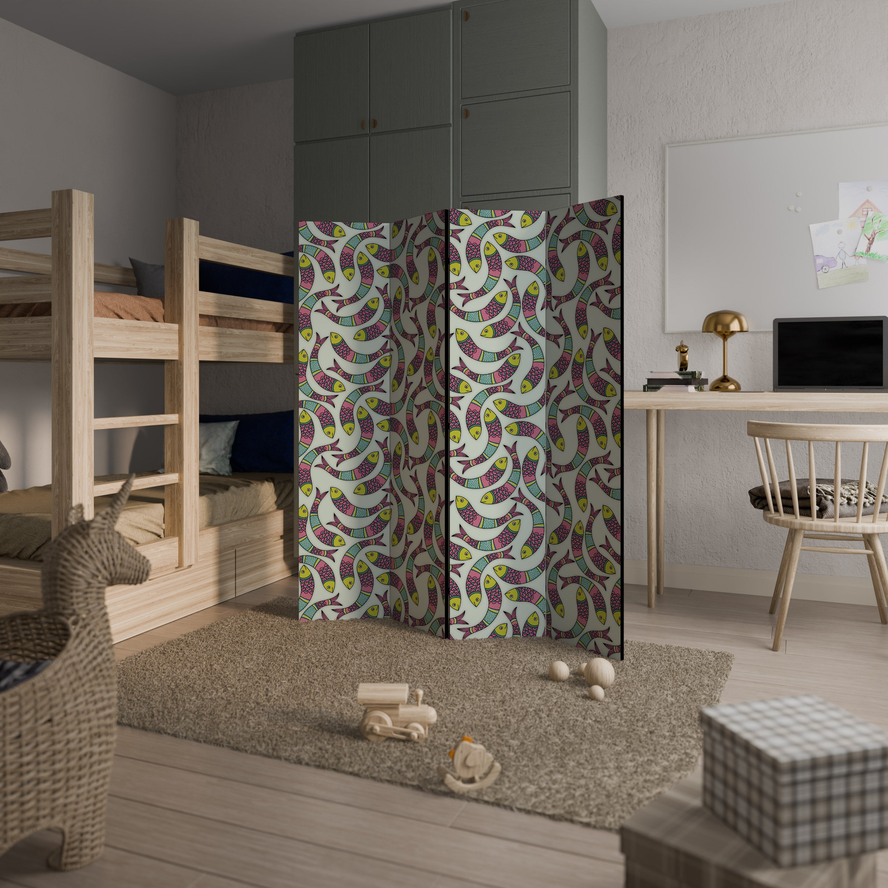 INDIAN FISH 4-Panel Room Divider