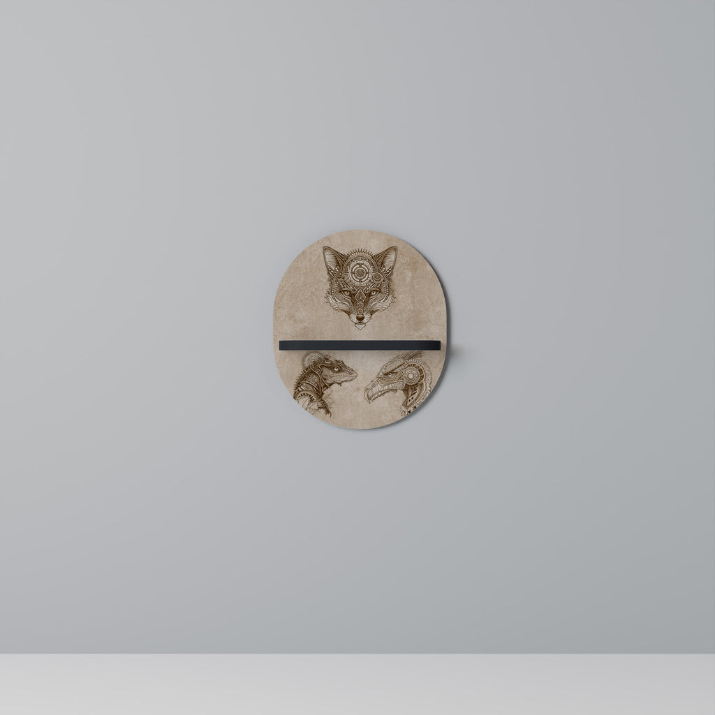 STEAMPUNK TRIO Prateleira Oval Decorativa em Acabamento Preto