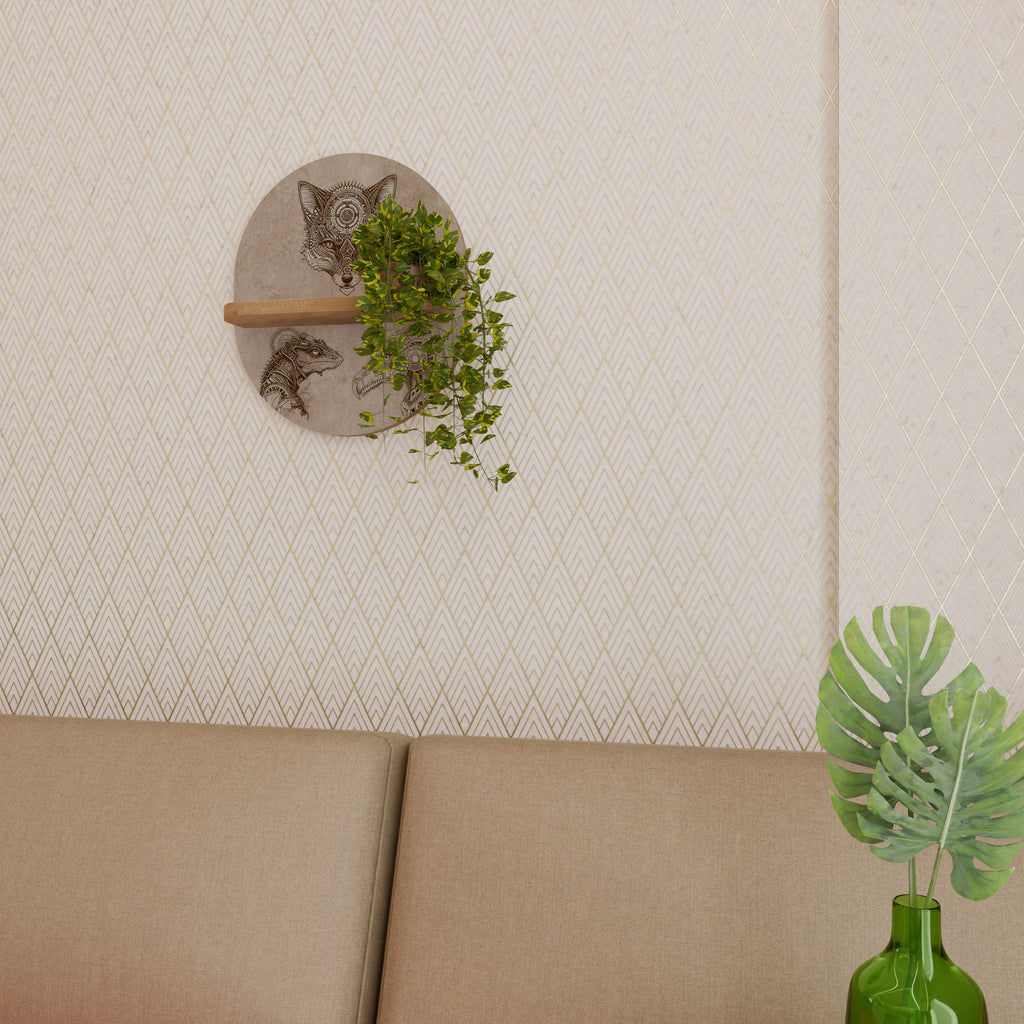 STEAMPUNK TRIO Prateleira Oval Decorativa em Efeito Carvalho