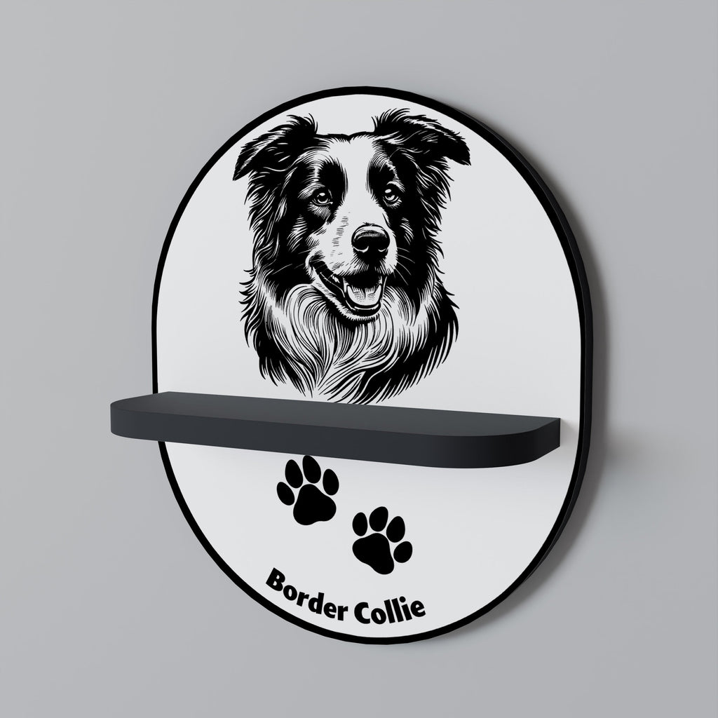 BORDER COLLIE Prateleira Oval Decorativa em Acabamento Preto