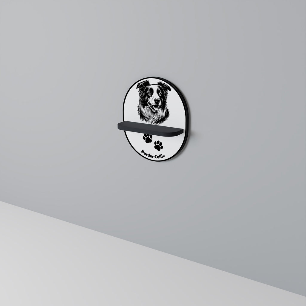 BORDER COLLIE Prateleira Oval Decorativa em Acabamento Preto