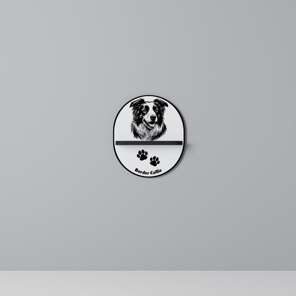 BORDER COLLIE Prateleira Oval Decorativa em Acabamento Preto
