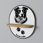 BORDER COLLIE Prateleira Oval Decorativa em Efeito Carvalho